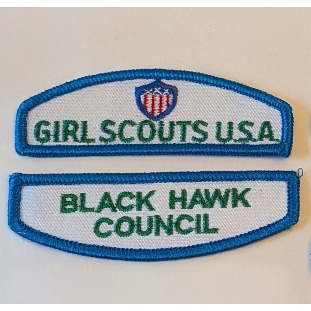 VTG 1990s Girl Scouts USA Black Hawk Council Troop ID Patch Badge Set Wisconsin